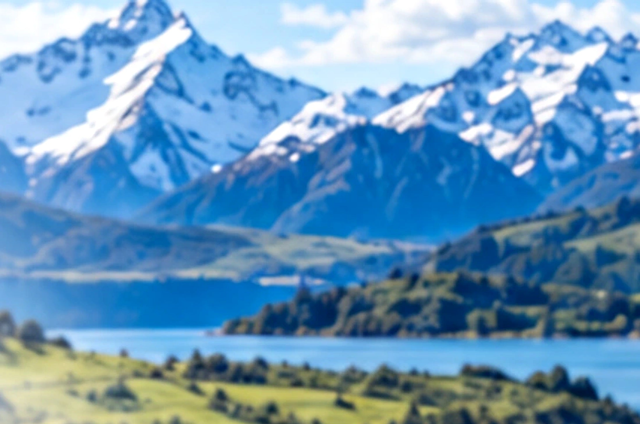 New Zealand alpine lake and mountain landscape